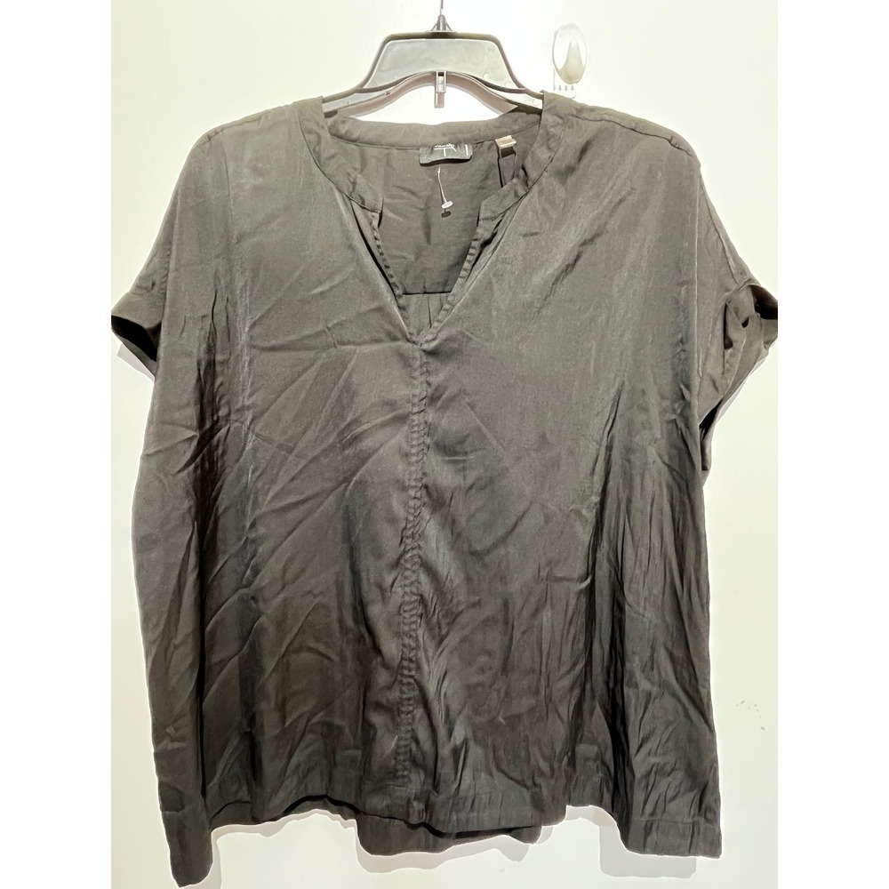 Tahari Woman Black V-Neck Short Sleeve Blouse Plus Size‎ 3X Relaxed Fit Top